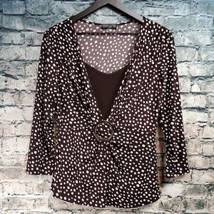5/$30 🎀 J.T.B. | Brown Polka Dot Career Wear Blouse